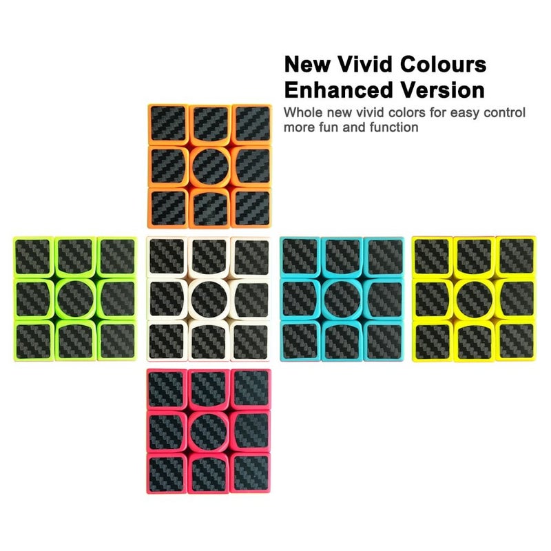 CFMOUR Original Speed Cube 3x3, 4x4, 5x5 and Set of Fast Magic Cube for Kids, Smooth Carbon Fiber Cubes Puzzle Toys (2black-3x3) - Image 2